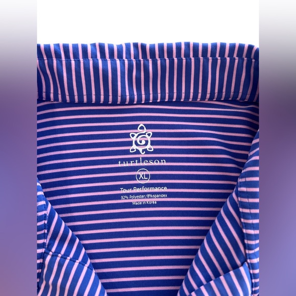 Turtleson Tour Performance Golf Men’s Polo Size XL Purple Striped - Picture 2 of 8
